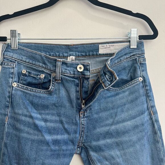 Rag & Bone Women's Fringe Hem Paint Stroke Denim Skinny Jeans Blue Size 25 - Picture 2 of 12